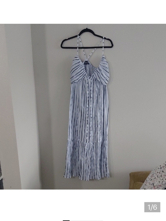 GAP Dresses & Skirts - GAP White and Navy Vertical-Strip Maxi Dress